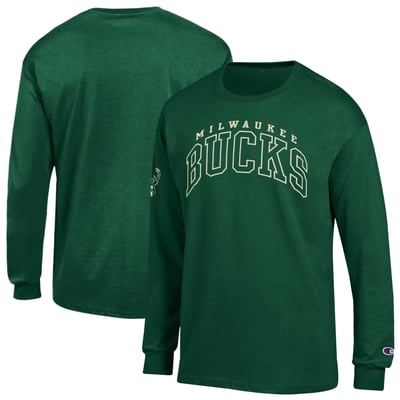  Milwaukee Bucks Champion Jersey Long Sleeve T-Shirt - Hunter Green