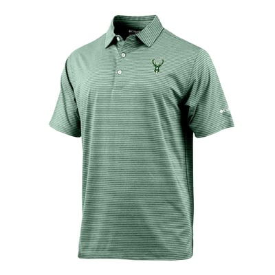 Milwaukee Bucks Columbia Striped Tempo Swing Polo - Hunter Green