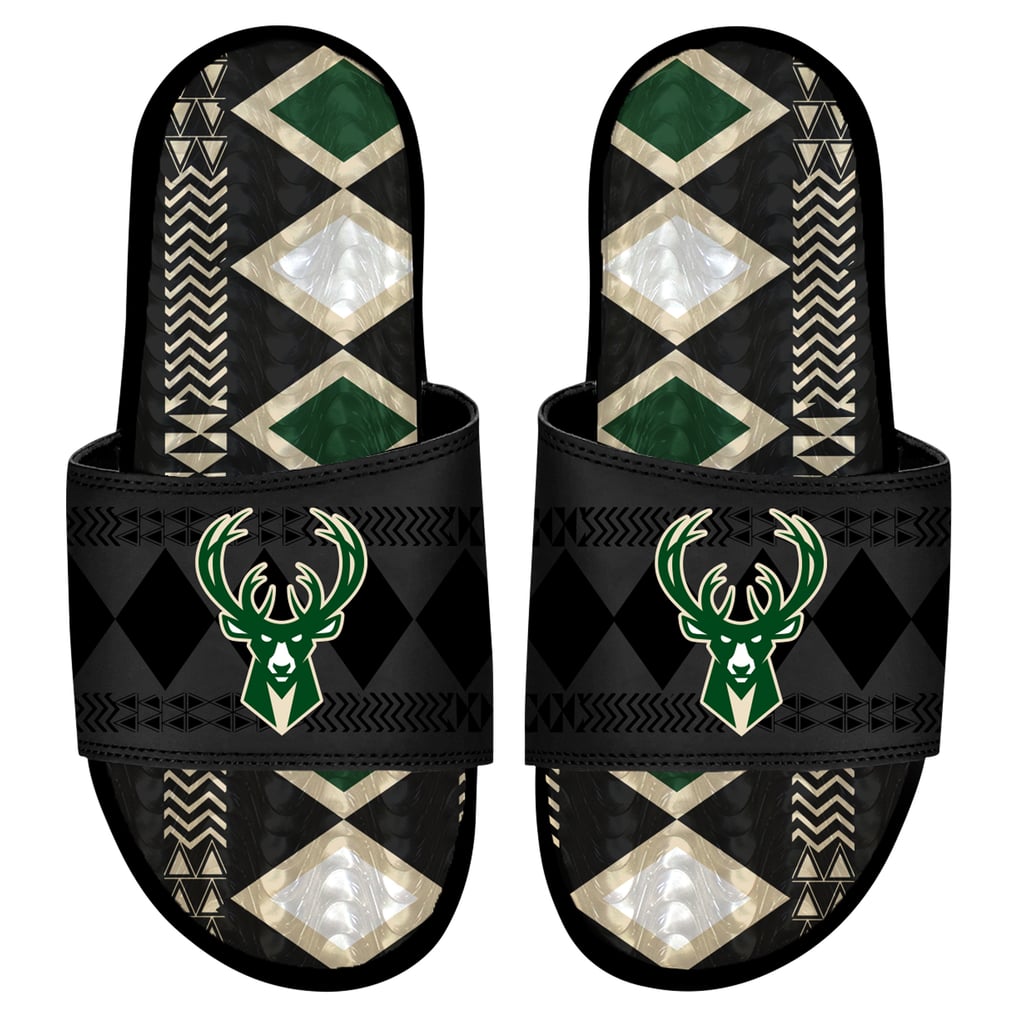 Milwaukee Bucks ISlide Shooting Touch Rwanda Pattern Gel Slide Sandals - Black