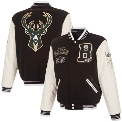  Milwaukee Bucks JH Design Reversible Full-Zip Varsity Jacket - Black