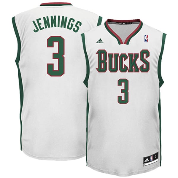 Mens Milwaukee Bucks Brandon Jennings adidas White Replica Home Jersey