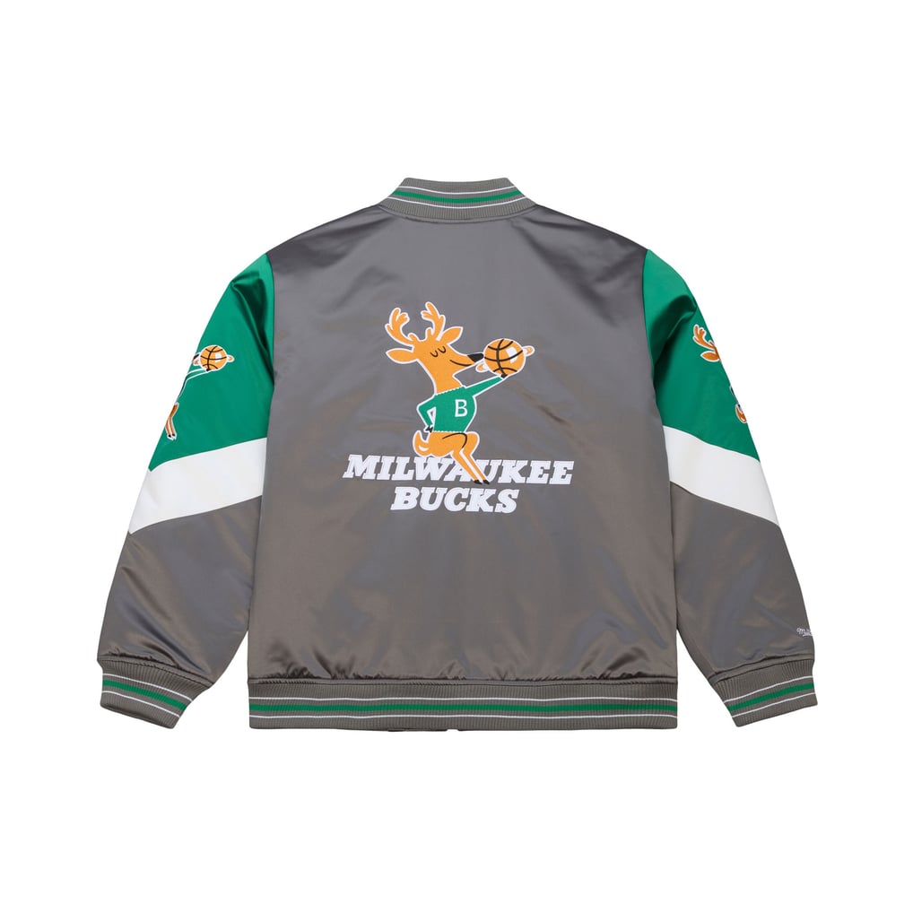  Milwaukee Bucks Mitchell & Ness Throw It Back Heavyweight Full-Zip Satin Jacket - Gray