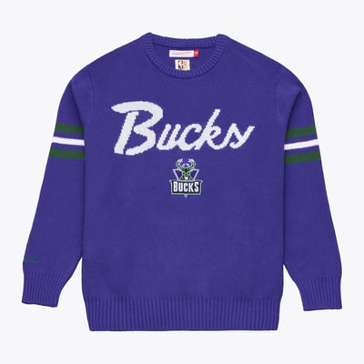  Milwaukee Bucks Mitchell & Ness Head Coach Sweater - Purple