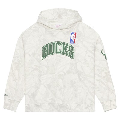  Milwaukee Bucks Mitchell & Ness Ghosted Fleece Hoodie - White