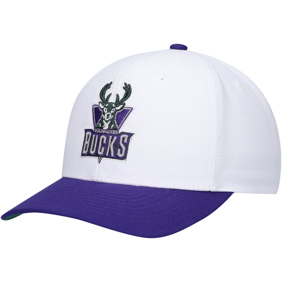 Pro Snapbacks Men's Milwaukee Bucks Mitchell & Ness White/Purple Hardwood Classics ...