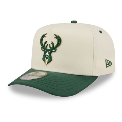 Milwaukee Bucks New Era City A-Frame 9FIFTY Snapback Hat - Cream/Hunter Green
