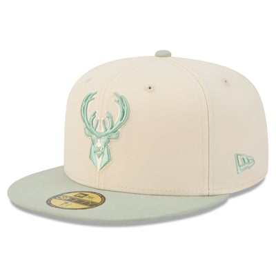 Milwaukee Bucks New Era Color Pack 2-Tone 59FIFTY Fitted Hat - Cream/Light Green