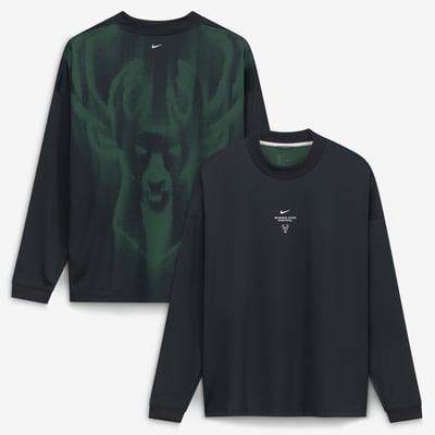 Milwaukee Bucks Nike 2026 Standard Issue Pre-Game Performance Long Sleeve T-Shirt - Black