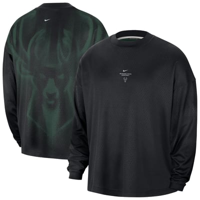 Milwaukee Bucks Nike 2026 Standard Issue Pre-Game Performance Long Sleeve T-Shirt - Black