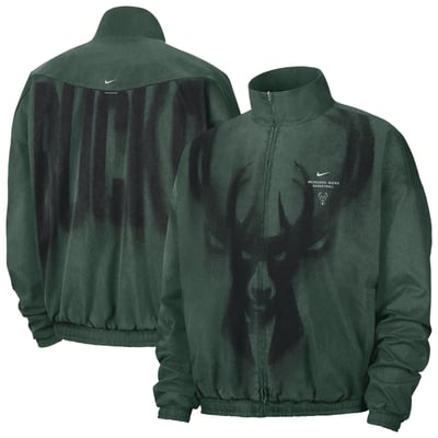 Milwaukee Bucks Nike 2026/27 Standard Issue On-Court Game Theater Loud Full-Zip Jacket - Hunter Green