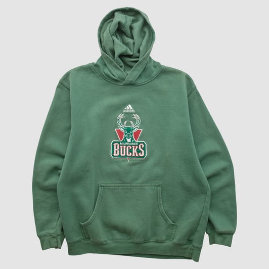 Milwaukee Bucks Adidas 2010s Hooded Pullover Sweatshirt - Green - Yth XL by Fanatics Real Vintage