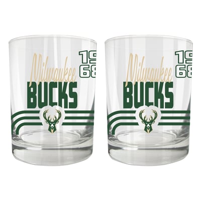 Milwaukee Bucks Two-Piece 12oz. Heritage Rocks Glass Set
