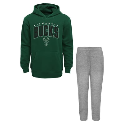 Milwaukee Bucks Outerstuff Toddler Step By Step Hoodie & Pants Set - Hunter Green/Gray
