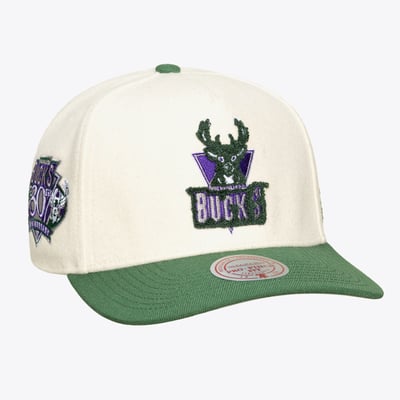 Milwaukee Bucks Mitchell & Ness Unisex Cream Team Pro Adjustable Hat - Cream
