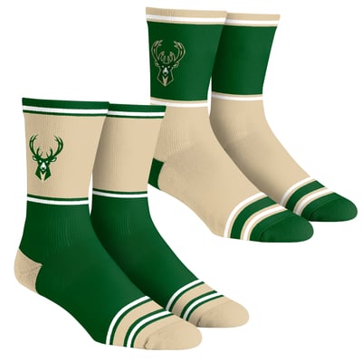  Milwaukee Bucks Rock Em Unisex 2-Pack Color Block Crew Socks Set