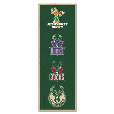Milwaukee Bucks WinCraft 6" x 17" Logo Evolution Wood Sign