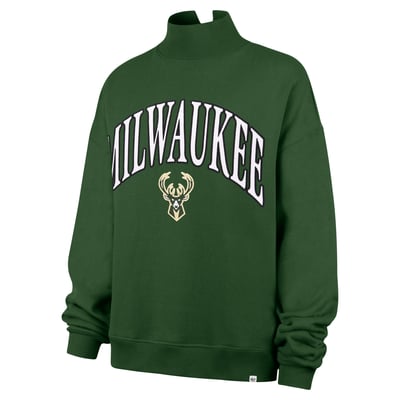  Milwaukee Bucks '47 Women's Oversized Vantage Mock Neck Sweatshirt - Hunter Green