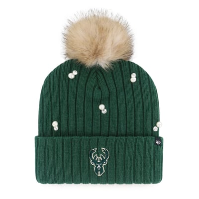Milwaukee Bucks '47 Women's Pearl Cuffed Knit Hat with Pom - Hunter Green