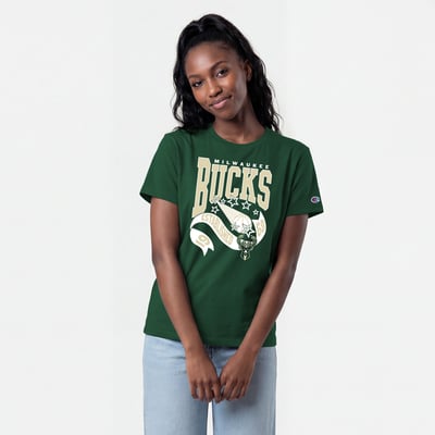 Milwaukee Bucks Champion Women's Banner T-Shirt - Hunter Green