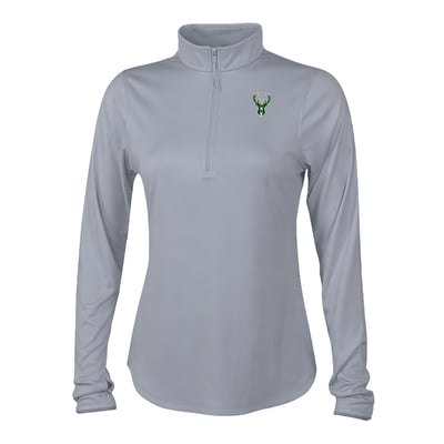 Milwaukee Bucks Columbia Women's Fairway Breeze Quarter-Zip Pullover - Gray
