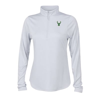 Milwaukee Bucks Columbia Women's Fairway Breeze Quarter-Zip Pullover - White