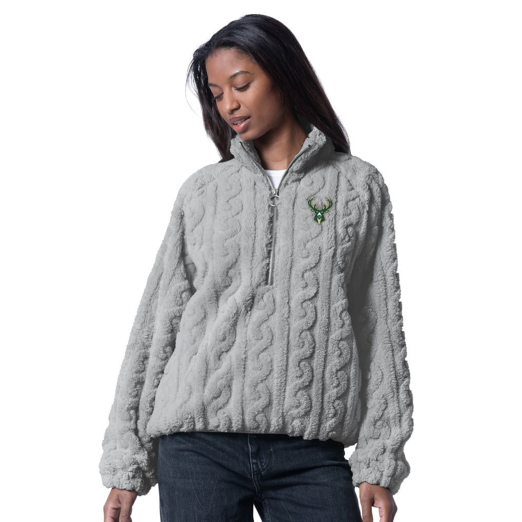  Milwaukee Bucks G-III 4Her by Carl Banks Women's Champ Half-Zip Pullover - Gray