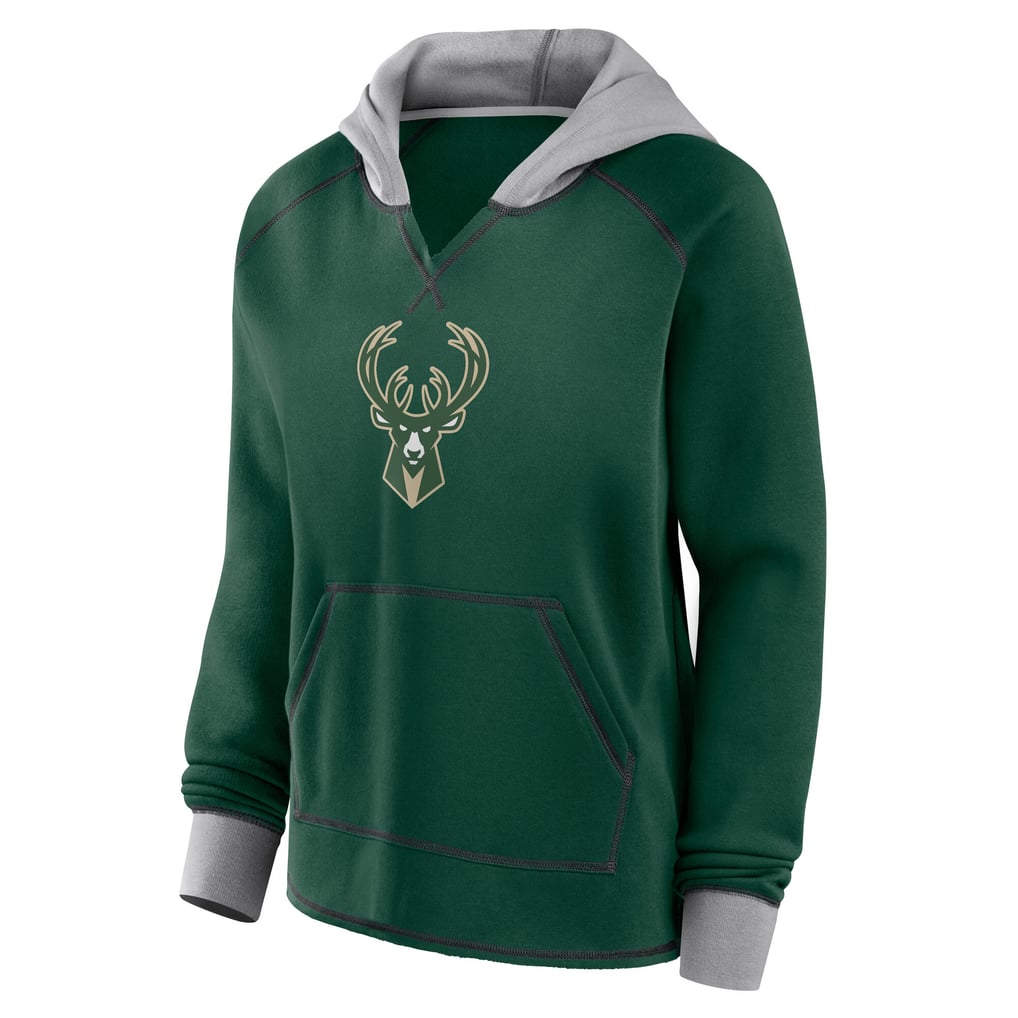 Women's Milwaukee Bucks Logo Athletic Hunter Green Boom Pullover Hoodie