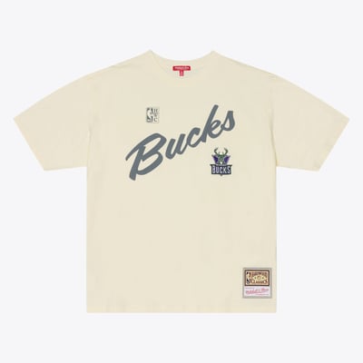  Milwaukee Bucks Mitchell & Ness Women's Heritage Hues T-Shirt - Oatmeal