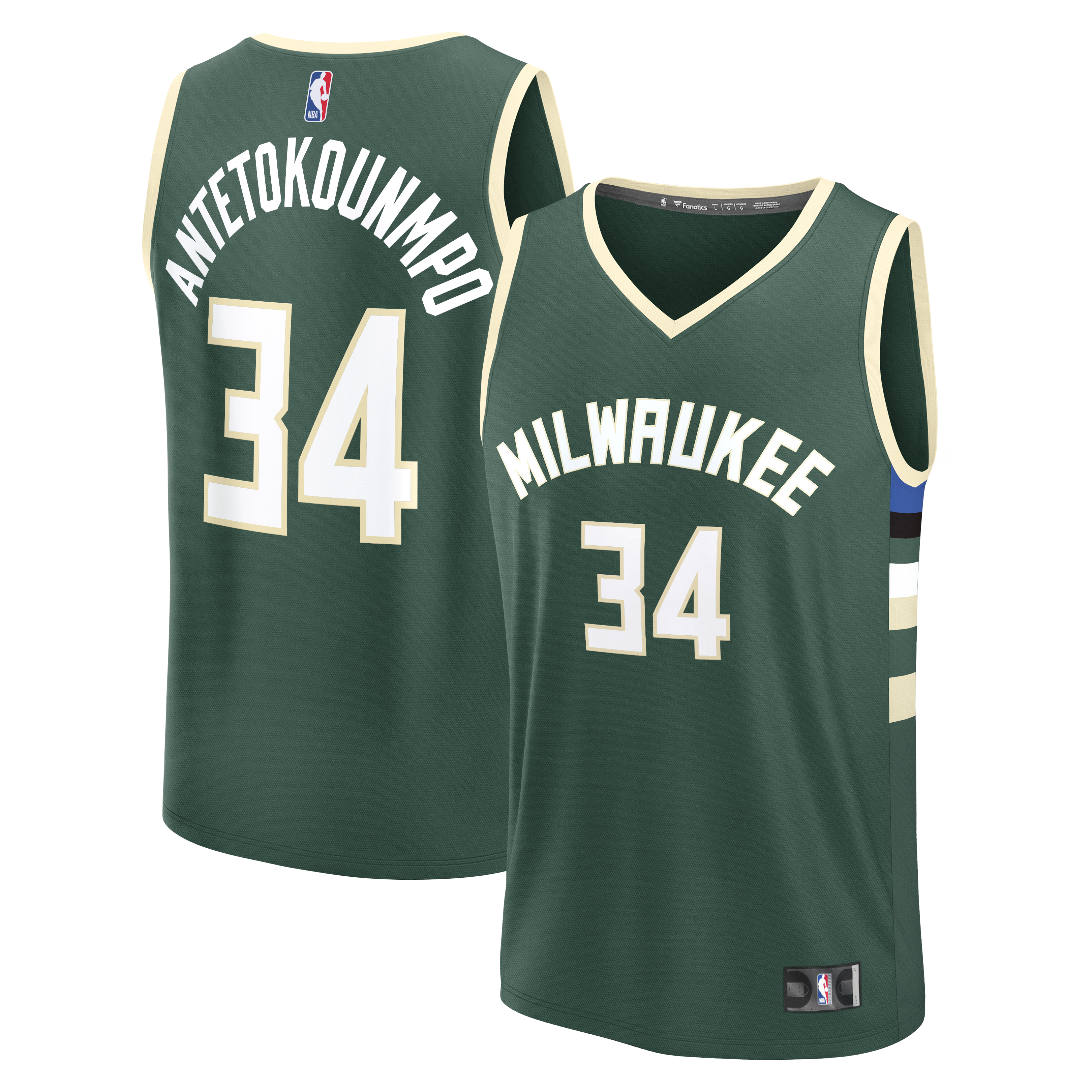 Giannis Antetokounmpo Milwaukee Bucks Youth Fast Break Replica Player Jersey Icon Edition Hunter Green