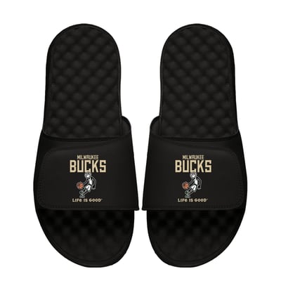  Milwaukee Bucks ISlide Youth Life Is Good Slide Sandals - Black