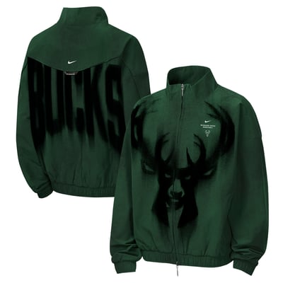  Milwaukee Bucks Nike Youth 2026/27 Standard Issue On-Court Authentic Game Full-Zip Jacket - Hunter Green