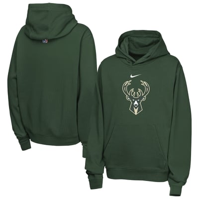 Milwaukee Bucks Nike Youth Essential Logo Club Hoodie - Hunter Green