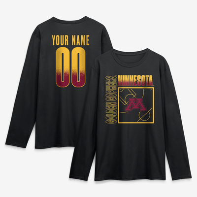 Minnesota Golden Gophers  Home Court Pop Personalized Any Name & Number Long Sleeve T-Shirt - Black