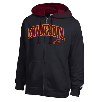 Minnesota Golden Gophers Champion Arch Logo Full-Zip Fleece Hoodie - Black