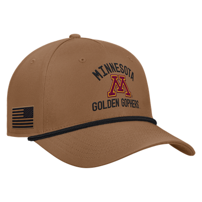 Minnesota Golden Gophers Nike 2026 Military Appreciation Rope Rise 5-Panel Adjustable Hat - Brown