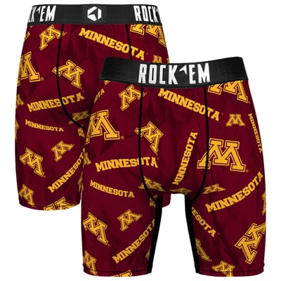  Minnesota Golden Gophers Rock Em All Over Logo Boxer Briefs - Maroon