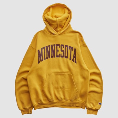 Minnesota Golden Gophers Champion 2000s Hooded Pullover Sweatshirt - Yellow - S by Fanatics Real Vintage