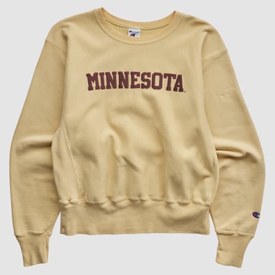 Minnesota Golden Gophers Champion 90s Pullover Sweatshirt - Yellow - S by Fanatics Real Vintage