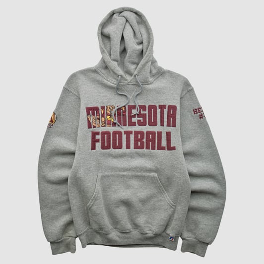 Minnesota Golden Gophers Russell 2000s Hooded Pullover Sweatshirt - Heather Gray - XS by Fanatics Real Vintage