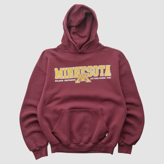 Minnesota Golden Gophers Russell 2000s Hooded Pullover Sweatshirt - Red - XS by Fanatics Real Vintage