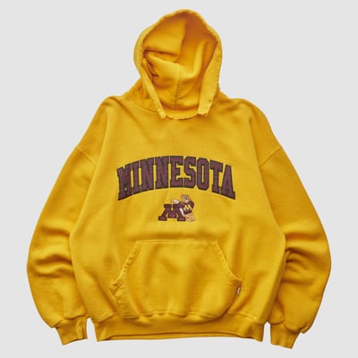 Minnesota Golden Gophers Russell 2000s Hooded Pullover Sweatshirt - Yellow - L by Fanatics Real Vintage