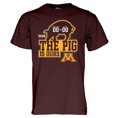 Blue 84 Unisex  Minnesota Golden Gophers vs. Iowa Hawkeyes 2026 Floyd of Rosedale Score T-Shirt - Maroon