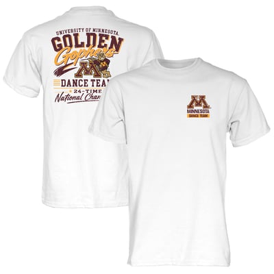  Minnesota Golden Gophers Blue 84 Unisex Dance Team T-Shirt - White