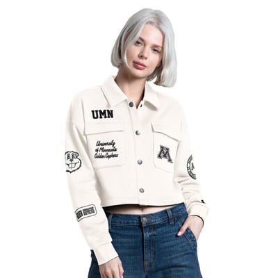 Minnesota Golden Gophers Starter Women's Anchor Full Snap Cropped Shacket - Cream