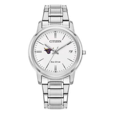  Minnesota State Mavericks Citizen Watch Women's Eco-Drive White Dial Stainless Steel Watch - Silver