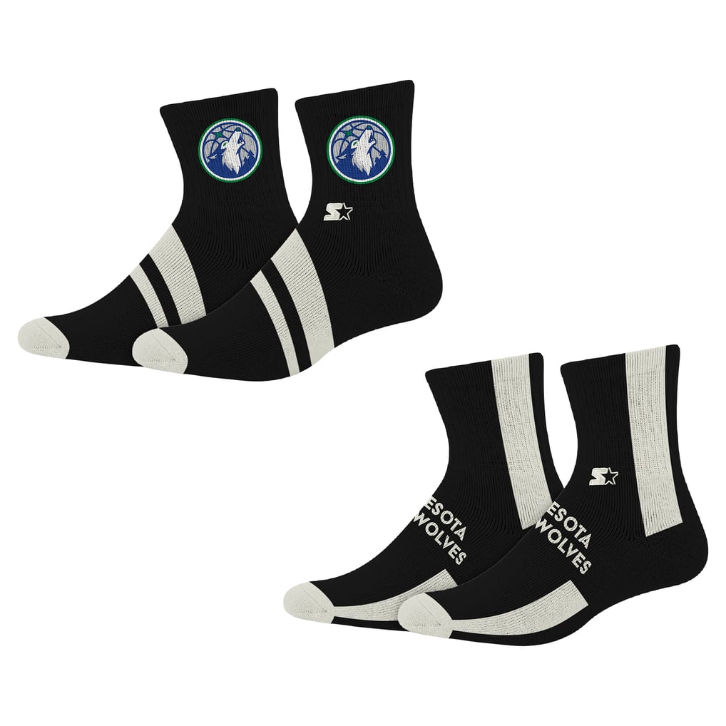 Minnesota Timberwolves Starter  Summit Stripe 2-Pair Pack Quarter Socks - Black
