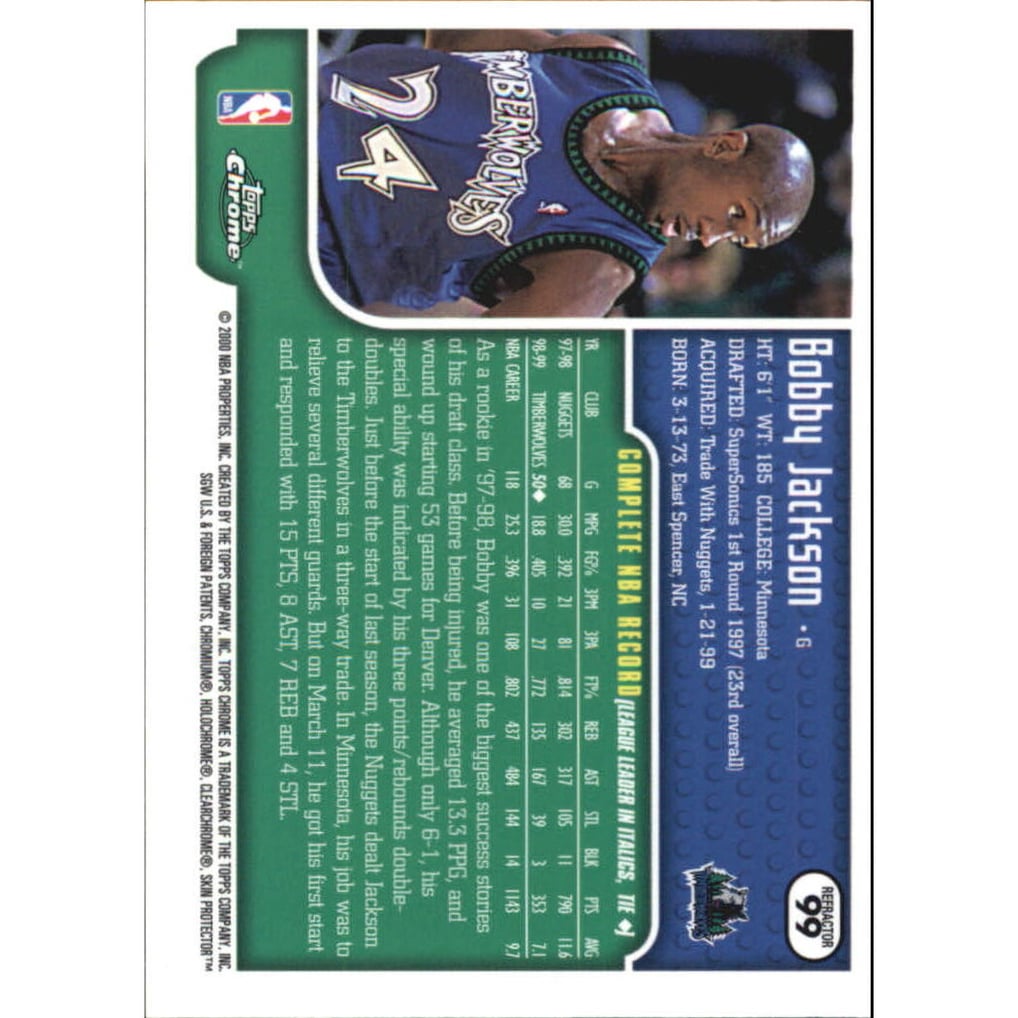 1999-00 Topps Chrome Refractors #99 Bobby Jackson