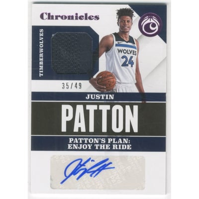 2017-18 Panini Chronicles Signature Swatches Pink #35 Justin Patton