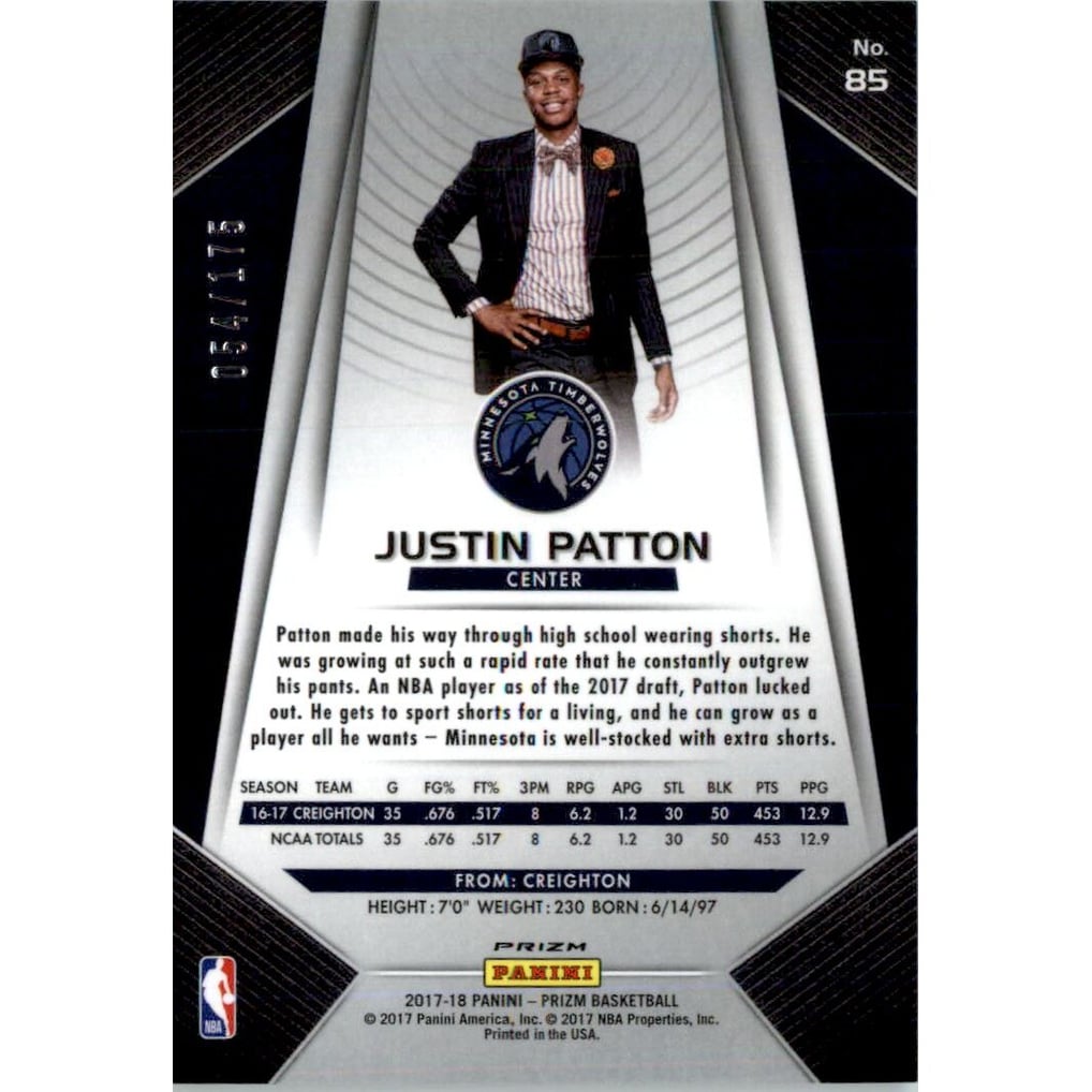 2017-18 Panini Prizm Prizms Fast Break Blue #85 Justin Patton