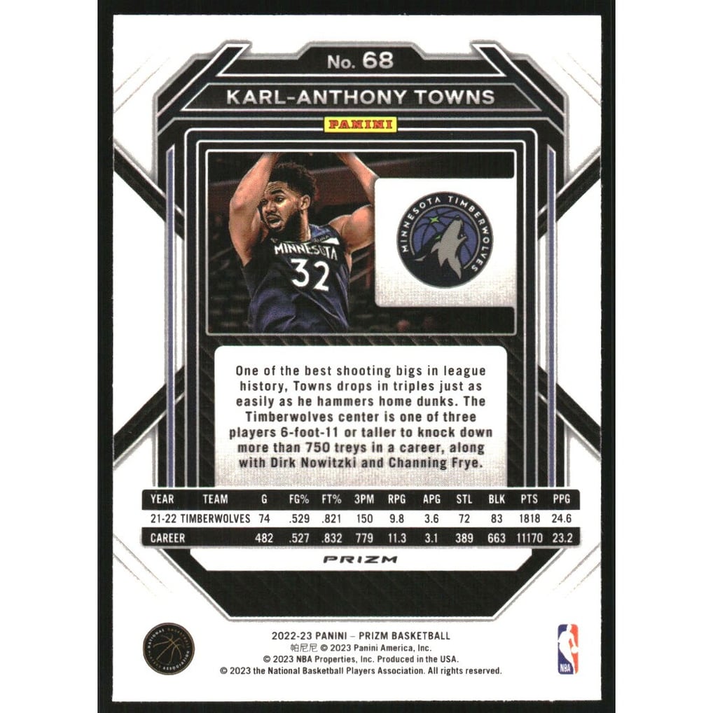 2022-23 Panini Prizm Prizms Ruby Wave #68 Karl-Anthony Towns